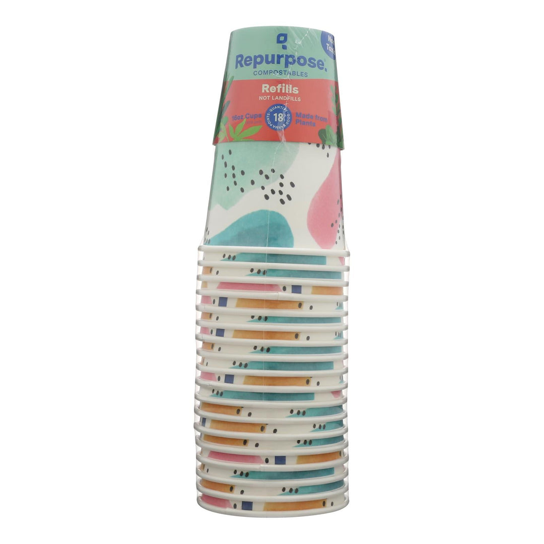 Repurpose - Cups Compostable 16 Oz - Case Of 12 - 18 Ct - Maras Green